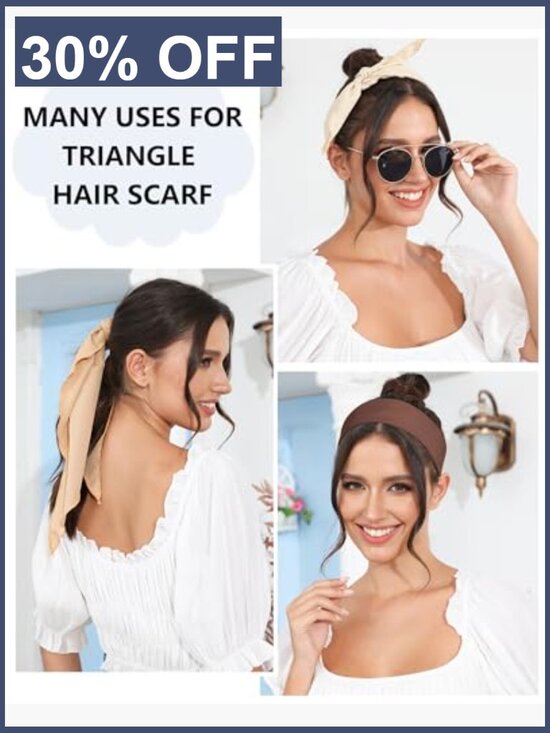 3 Pack Tie-Back Boho Hair Scarf Bandanas for Women main image 7